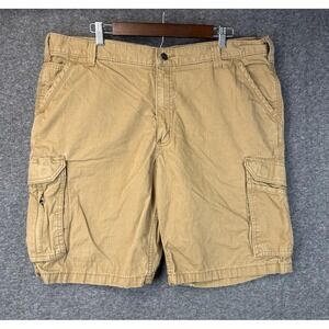 Carhartt Force Relaxed Fit Cargo Shorts Men 40 Tan Ripstop Cotton Work Farm 10"